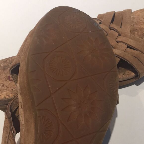 Ugg Shoes Lilah Tan Suede Wedge Sandals size 8 - Picture 8 of 12